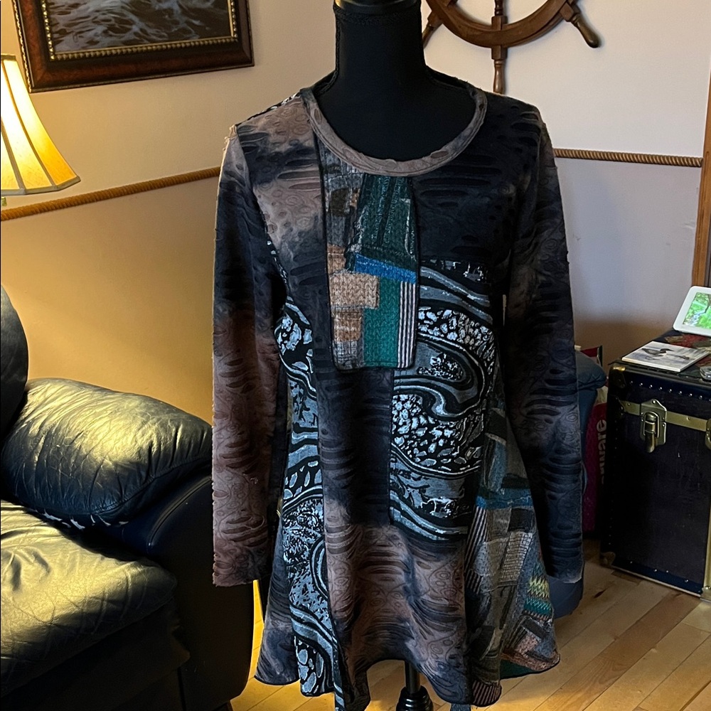 Multicolor Patchwork Long Sleeve Top